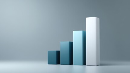 Blue and White Bar Graph Representing Growth with a Minimalist Background Ideal for Business or Financial Presentations and Reports