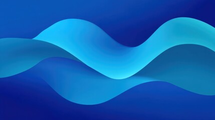 Fototapeta premium Elegant abstract waves in shades of blue flowing across a smooth gradient background, creating a serene and calming visual for design projects and themes.