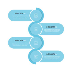 4 step vertical infographic template vector element with blue colour and icons.