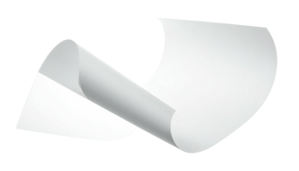 Curled paper sheet, abstractly floating against black background