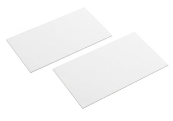 Two blank rectangular cards isolated on transparent background