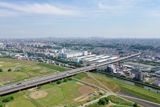 首都高速5号池袋線と高島平（東京都板橋区）の空撮
