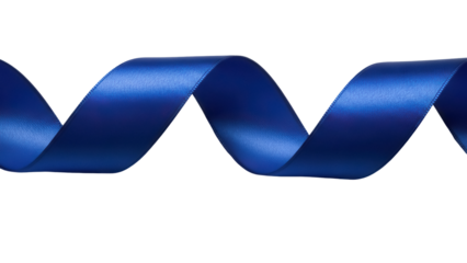 Wavy royal blue satin ribbon isolated PNG, elegant decorative element for gift wrapping and crafting projects on transparent background