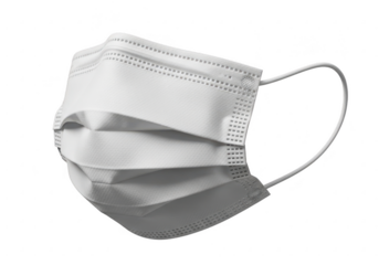 White disposable face mask isolated on transparent background