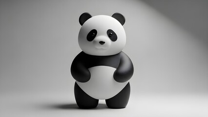 Cute 3D panda character with classic black and white design.