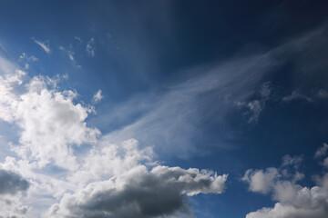 Fototapeta premium Summer blue sky cloud gradient light white background. Beauty clear cloudy in sunshine calm bright winter air bacground. Gloomy vivid cyan landscape in environment day horizon skyline view spring wind