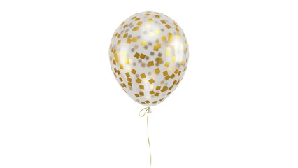 Obraz premium Festive balloon with gold confetti isolated PNG, party decoration for birthday celebration and special occasions on transparent background