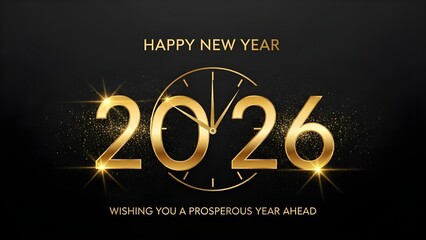 Happy new year with gold color Happy New Year 2026 in Elegant Gold Color with Luxury Glitter Sparkles, Shiny Golden Typography, Premium Festive Background for Holiday Greetings, Party Invitations, Cel
