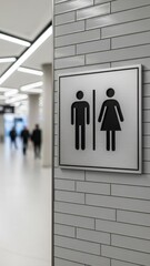 Public Restroom Sign with Blurred Background