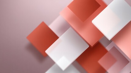 Abstract composition of interconnected translucent squares in warm tones of red and beige, showcasing a modern graphic design aesthetic for creative projects