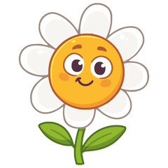 Obraz premium cute happy sun flower plant nature character flat color vector illustration template design