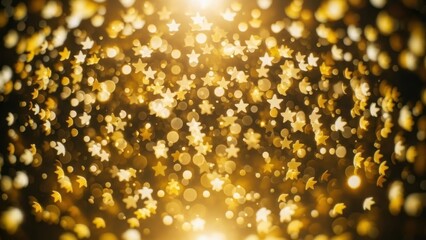 Abstract Golden Stars and Bokeh Background