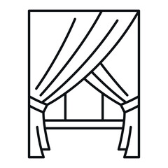 Vector icon depicting a fabric curtain with drapery for window decoration and interior design concept.