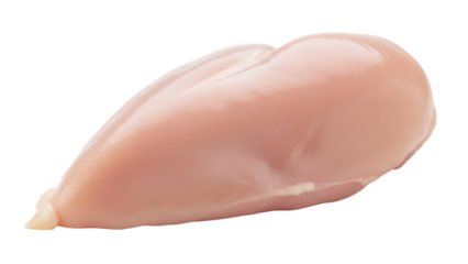Raw chicken breast fillet isolated PNG on transparent background, uncooked poultry meat for healthy eating and cooking
