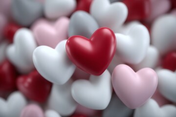 Romantic Hearts A vibrant mix of red with white, and and pink hearts for Valentines Day.