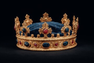 Royal Regalia Golden Crown with Jewels, and Dark Backdrop  Power  Prestige.