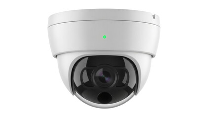 White dome security camera isolated PNG on transparent background, surveillance equipment for safety and protection © Florin