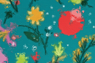 Fototapeta premium Various oil paintings, flowers, chrysanthemums, tulips, and beautiful leaves