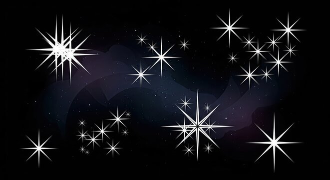 Cosmic star cluster with bright white stars against deep space nebula background