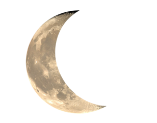 Crescent moon against black, textured surface revealed with subtle light