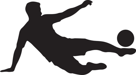 Soccer player silhouette vector illustration, football action poses, kicking ball stance, cad drawing flat vector illustration, sports icon design © Tonni 