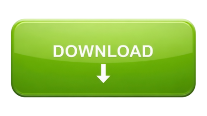 Green download button PNG isolated on transparent background, graphic element for website design and user interface