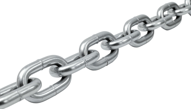 Close-up of a shiny, metallic chain against a transparent, black background - Powered by Adobe