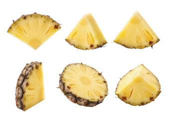 Pineapple slices isolated on transparent background