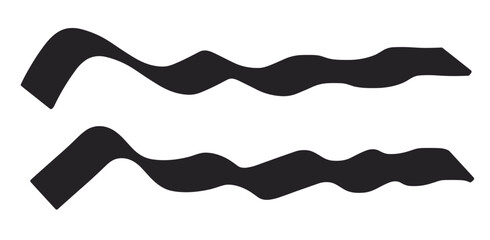 Dynamic black wavy lines creating abstract graphic elements, perfect for contemporary design projects, digital backgrounds, and fluid visual accents