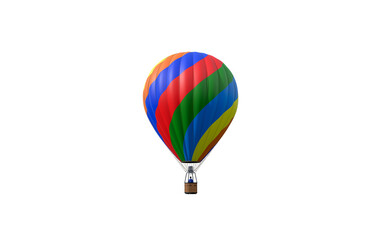 Obraz premium Vibrant Hot Air Balloon With Rainbow Stripes Soaring Over Open Sky For Adventure And Travel