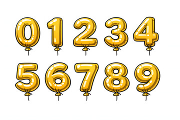 Golden Number Balloons: A set of golden balloons, each crafted in the shape of a number from zero to nine. These festive numerals bring a touch of celebration and joy to any event. 