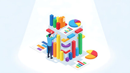 data analysis business intelligence specialist organizing financial charts and reports for strategic market insights and decisions.