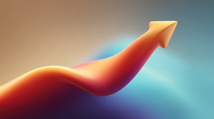 Abstract colorful arrow representing growth and progress with dynamic curves in a modern style suitable for business and finance themes