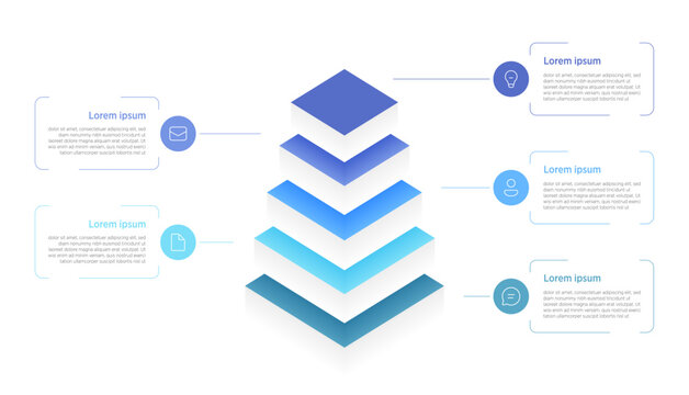 A 5-level pyramid infographic visually represents hierarchical structures, processes, or stages, often used in business, marketing, or educational presentations to show progression from base to peak.