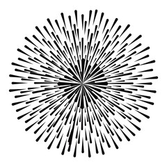 Obraz premium Fireworks explosion set white black, Firework burst vector icon, black minimal explosion symbol for festival celebration.