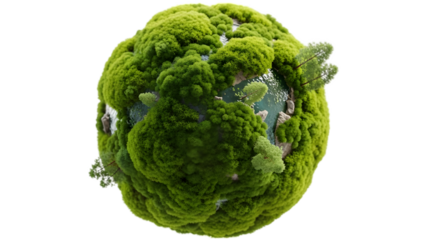 Microscopic view of a green algae cell isolated on transparent background