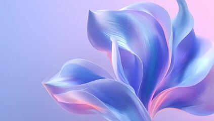 Obraz premium Close up abstract macro view of iridescent petals with soft focus and a gradient of pastel purple and pink hues creating a serene and ethereal atmosphere