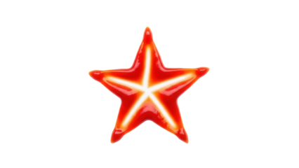Vibrant red starfish candy isolated PNG, sweet treat with a unique star shape on transparent background for confectionery and dessert designs