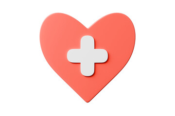 Obraz premium 3d heart cross icon. medical support concept. minimal cartoon emergency medical wellness care for health branding ads. isolated on white transparent background. 3d render.