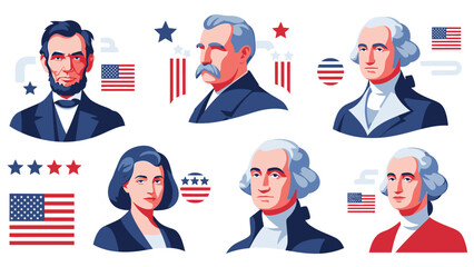 Of historical figures with American flags and stars