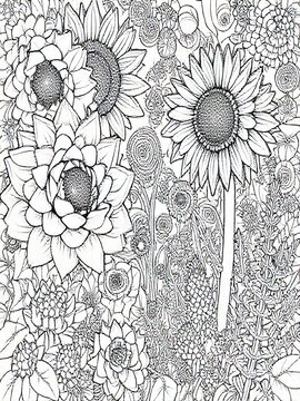 Floral Fantasy Illustration &ndash; Adult Coloring Artwork