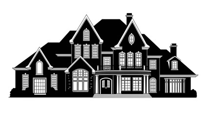 Fototapeta premium Elegant and Grand Architectural Illustration of a Luxurious American Manor House