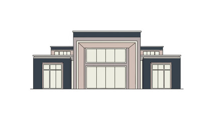 Modern Minimalist Office Building Facade Vector Illustration with Contemporary Architectural Design