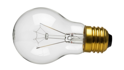 Classic incandescent light bulb PNG isolated on transparent background, vintage style lighting for retro design and energy concepts