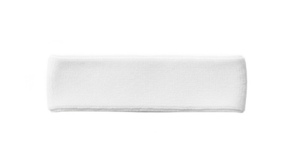 Plain white sports headband PNG isolated on clean background, soft stretchy sweatband for running, tennis, gym, yoga or training, minimal athletic accessory mockup for design projects

