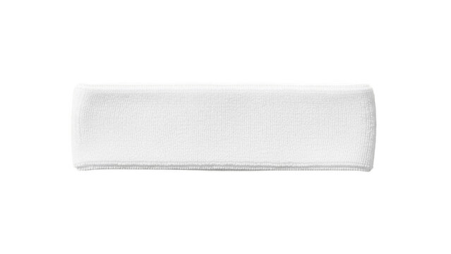 Plain white sports headband PNG isolated on clean background, soft stretchy sweatband for running, tennis, gym, yoga or training, minimal athletic accessory mockup for design projects


