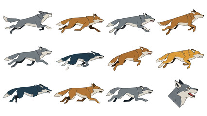 Obraz premium Multiple Foxes Running in Different Colors.