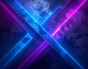 Neon blue and pink lines intersect against a marbled background