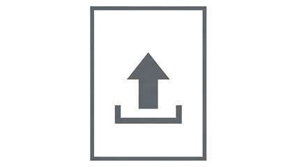 Simple gray upload icon with arrow pointing up and download box, isolated on transparent background for digital applications.