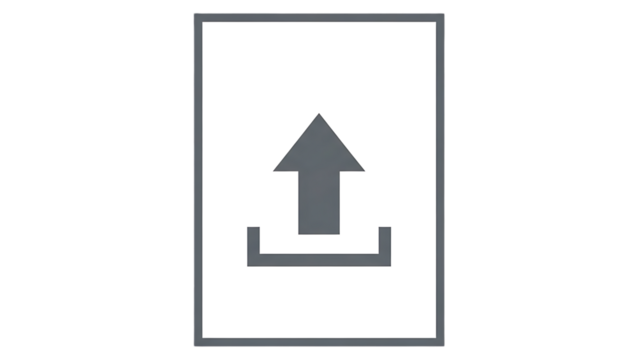 Simple gray upload icon with arrow pointing up and download box, isolated on transparent background for digital applications. - Powered by Adobe